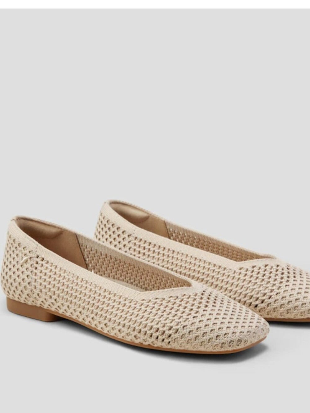 VIVAIA Square-Toe V-Cut Mesh Flats (Margot 2.0) in almond mesh 41 / 9.5 NWOB